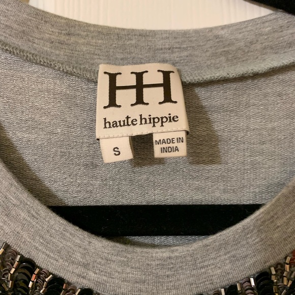 Haute Hippie Gray Beaded Embellished Pullover Top - Picture 4 of 6
